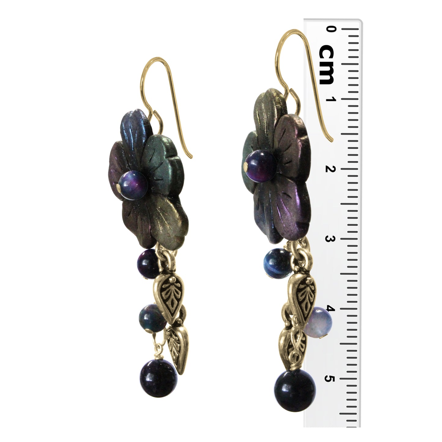 Iron Rain Flower Earrings / 55mm length / gold filled earwires