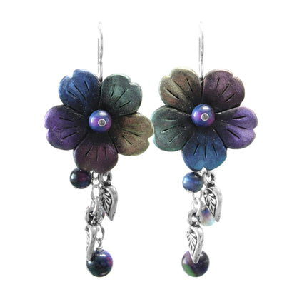 Iron Rain Flower Earrings / 55mm length / sterling silver earwires