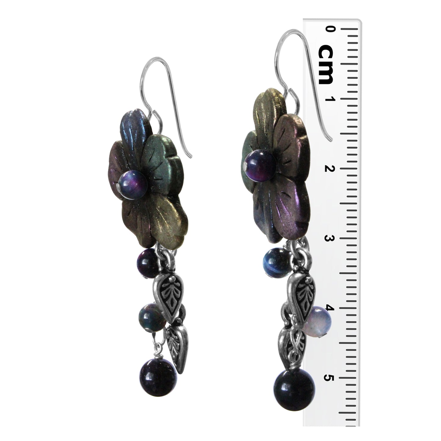 Iron Rain Flower Earrings / 55mm length / sterling silver earwires