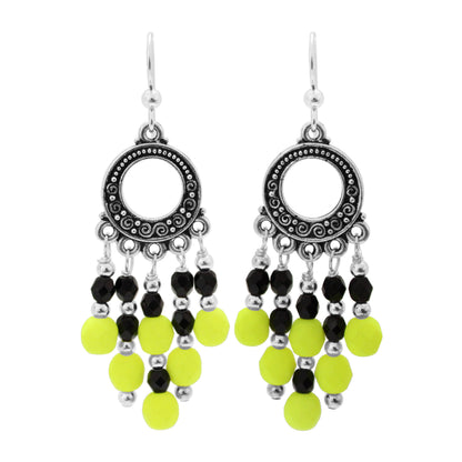 Neon Yellow Chandelier Earrings / 65mm length / with sterling earwires