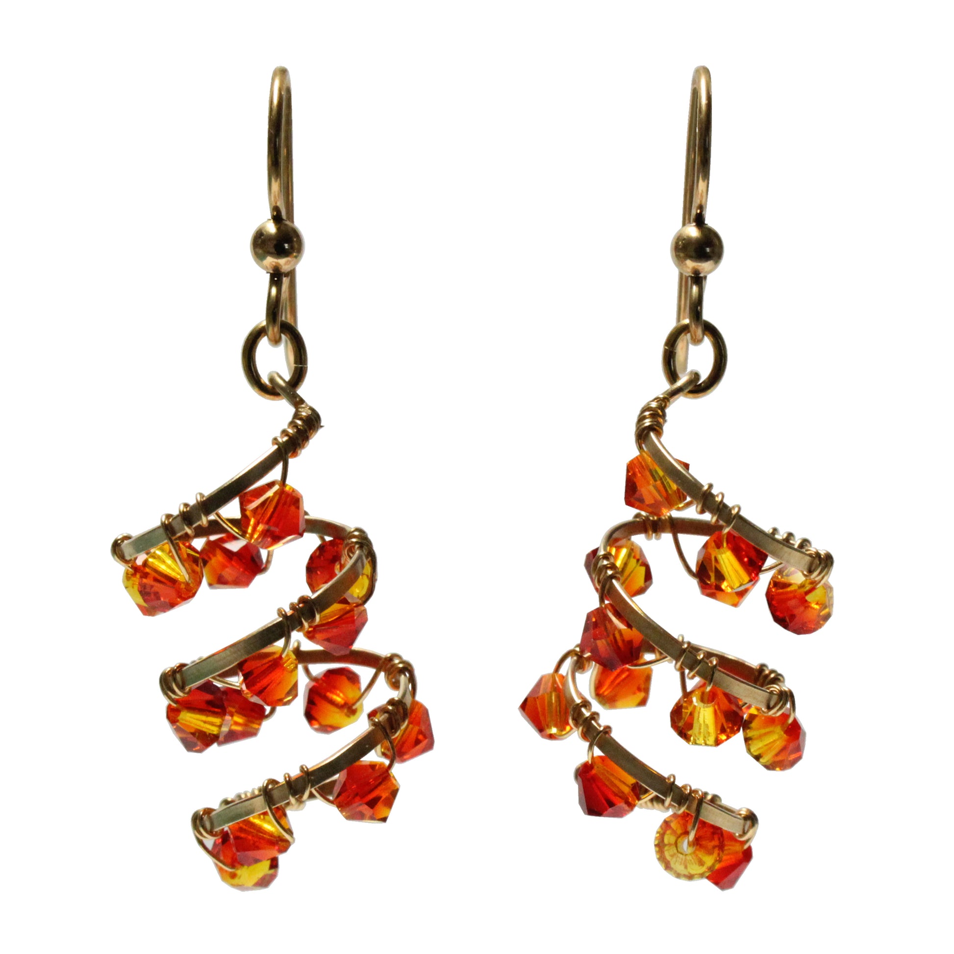 Helix Nebula Orange Fire Galaxy Earrings