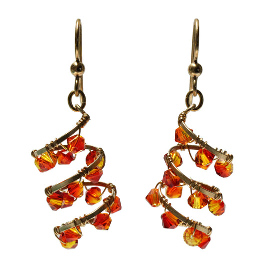 Helix Nebula Orange Fire Galaxy Earrings