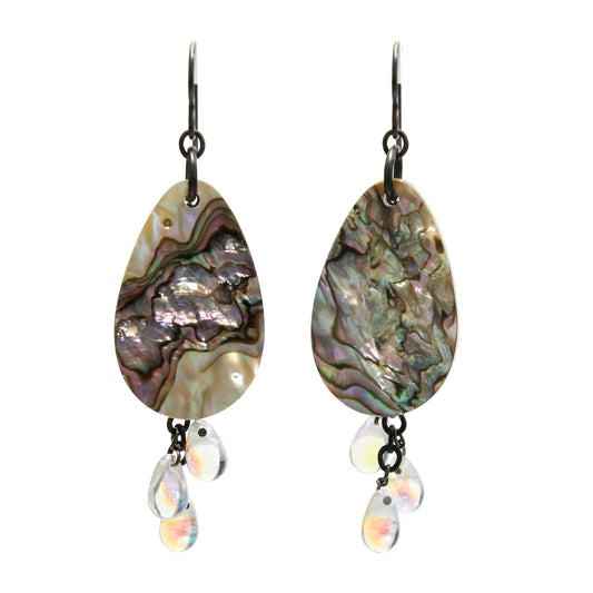 Grey Paua Shell Earrings / front view