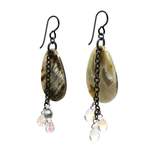Grey Paua Shell Earrings / reverse view