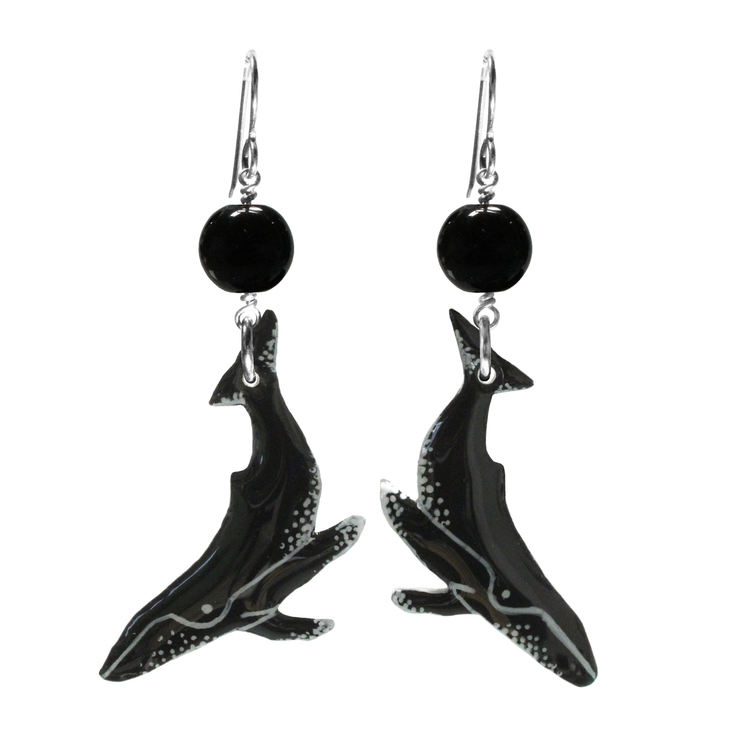 Whale Earrings / 70mm length / hook earwires