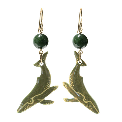 Whale Earrings / 70mm length / hook earwires