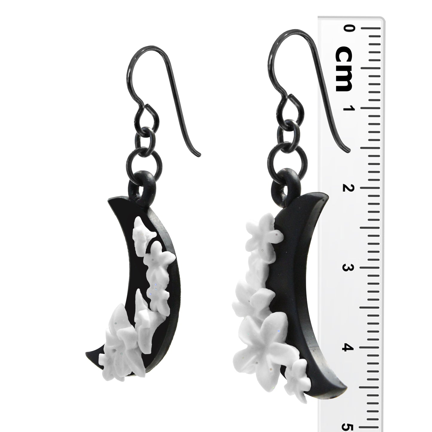 Moon Flower Earrings / 47mm length / niobium earwires
