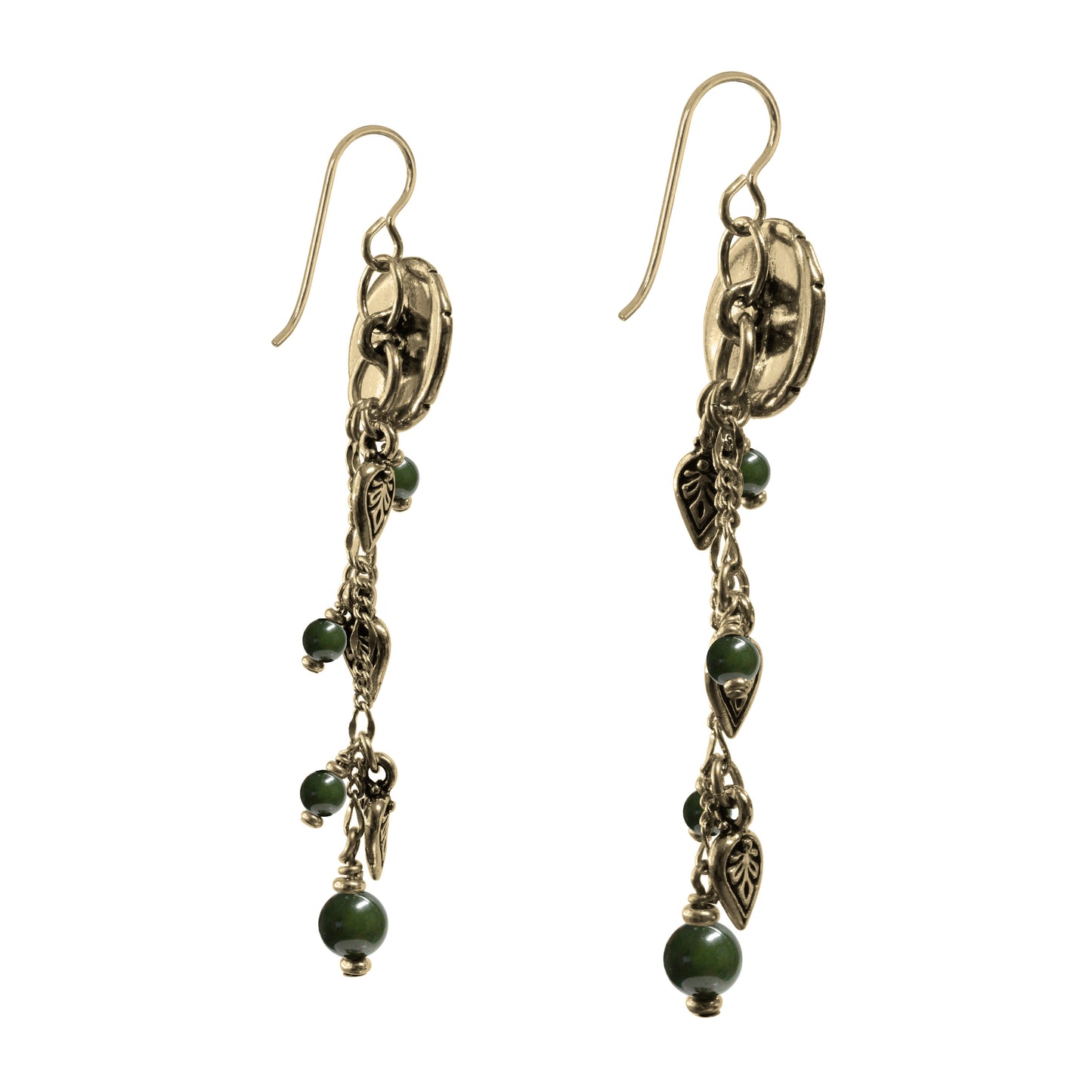 BC Jade Chain Earrings / 77mm length / gold filled earwires