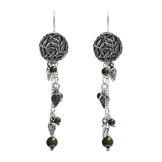 BC Jade Chain Earrings / 77mm length / sterling silver earwires