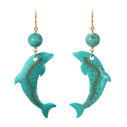 Dolphin Earrings / 70mm length / hook earwires