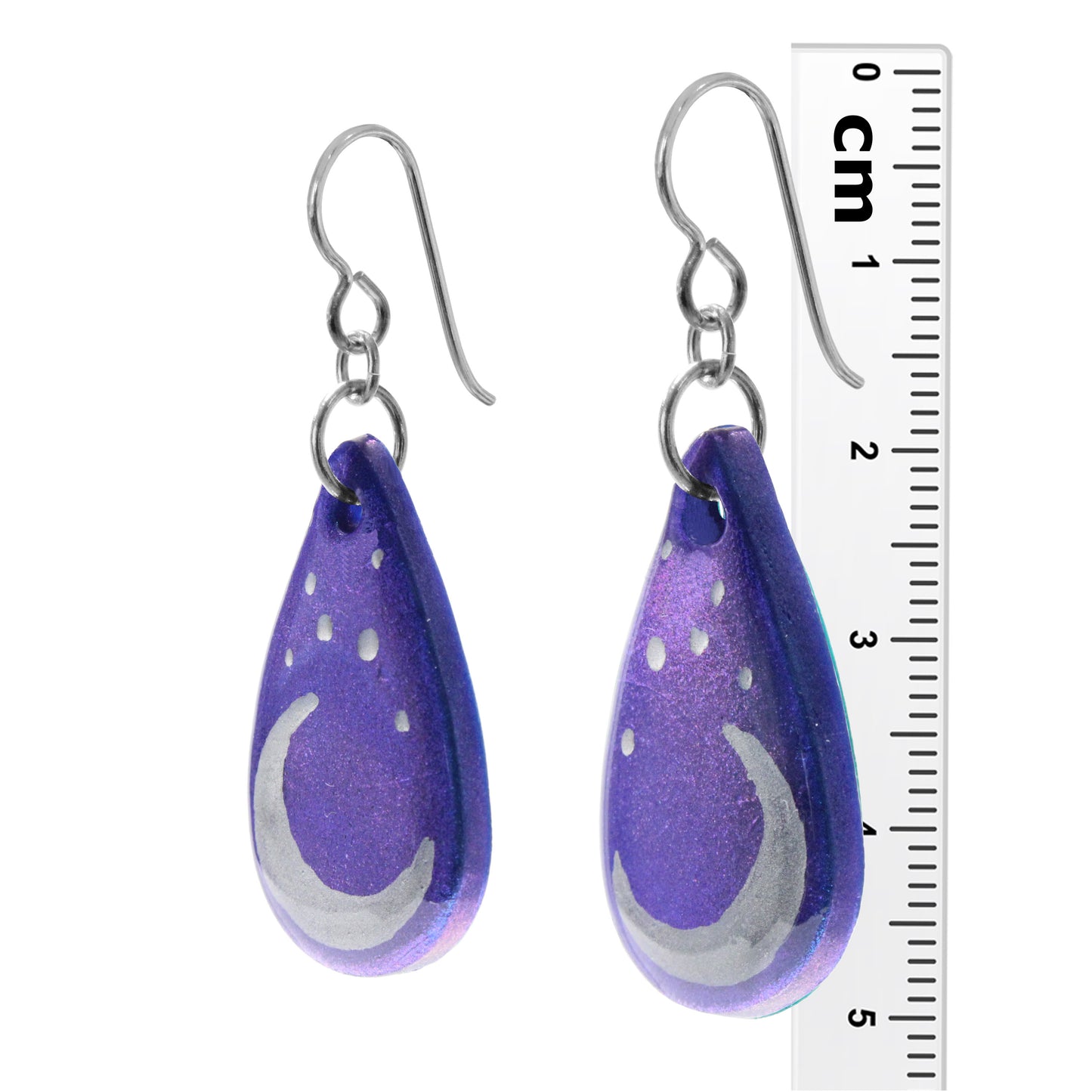 Starry Moon Earrings / 50mm length / sterling silver earwires