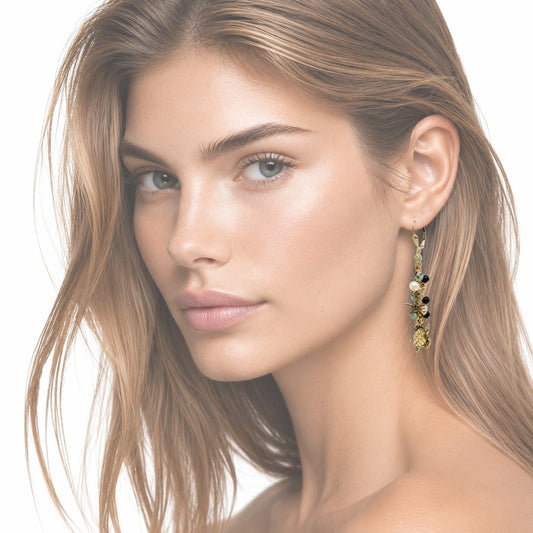 Sealife Cascade Earrings with model