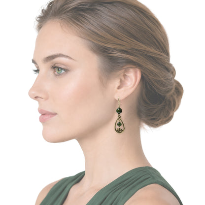 BC Jade Lotus Earrings / shown being worn by model
