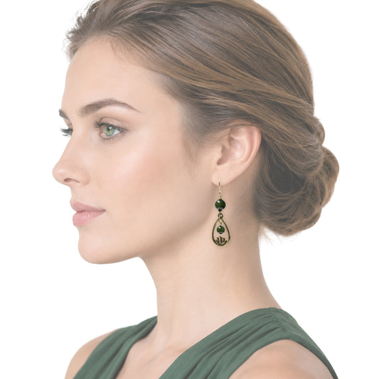 BC Jade Lotus Earrings / shown being worn by model