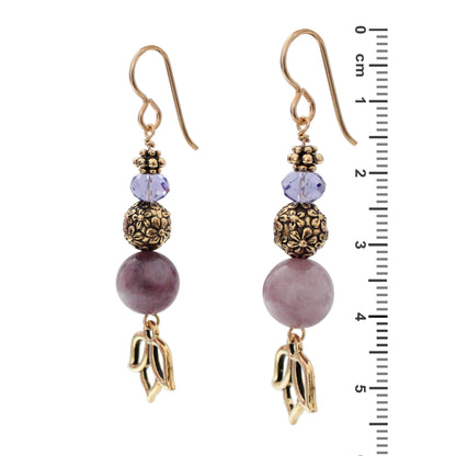 Lotus Bloom Earrings / side view with ruler