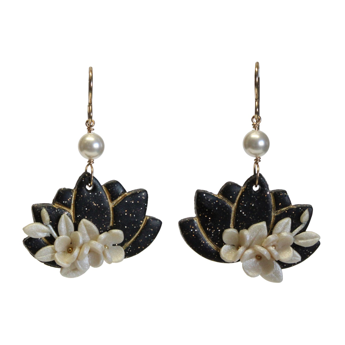 Lotus Flower Earrings / front view