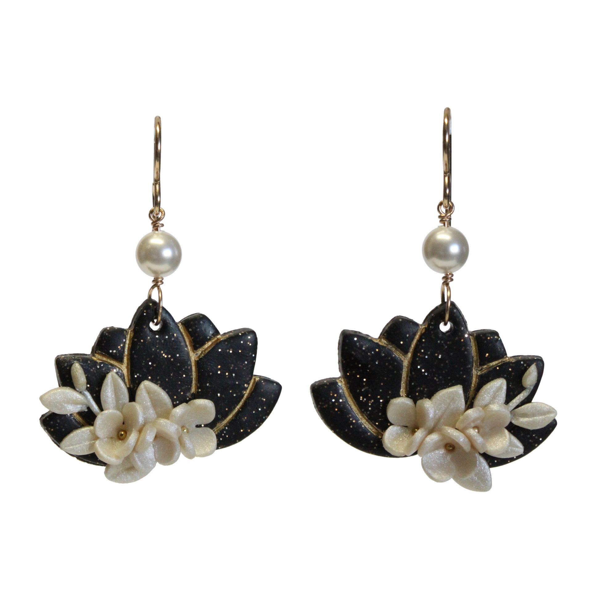 Lotus Flower Earrings / front view