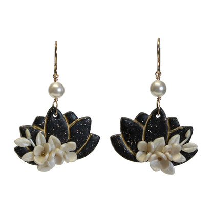 Lotus Flower Earrings / front view