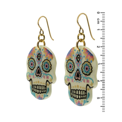 Glow in the Dark Sugar Skull Earrings - Side View