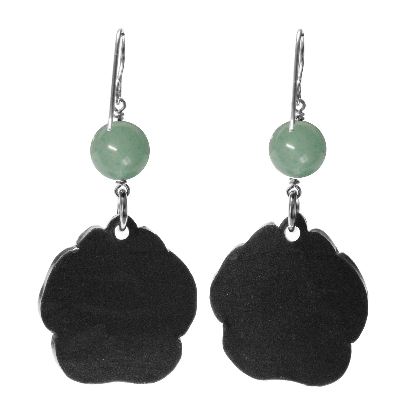 Night Forest Bear Paw Earrings / 60mm length / northern lights effect / sterling silver earwires