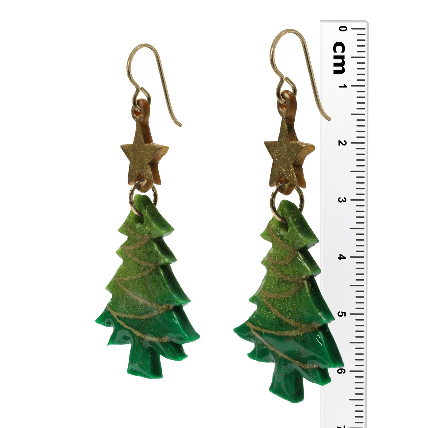 Christmas Tree Earrings / 65mm length / gold filled earwires