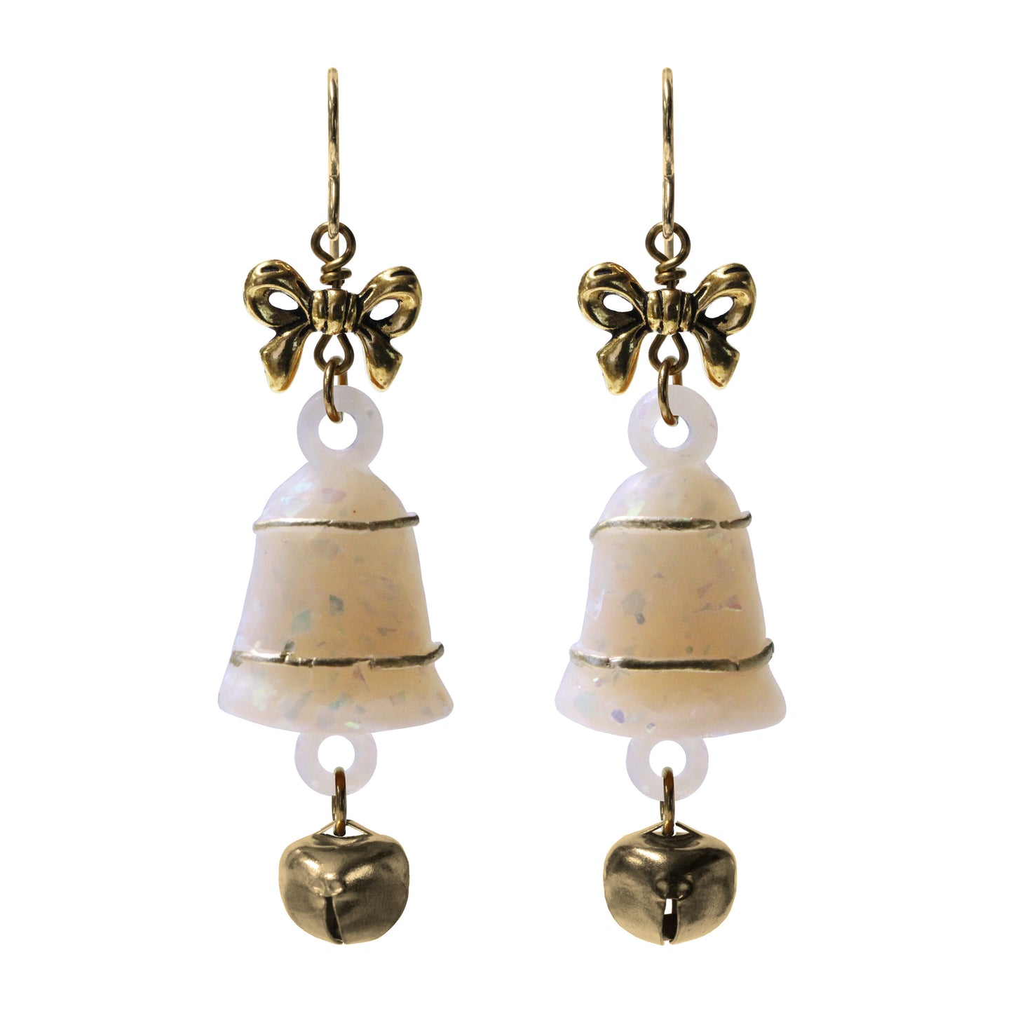 Christmas Jingle Bells Earrings / 65mm length / gold filled earwires