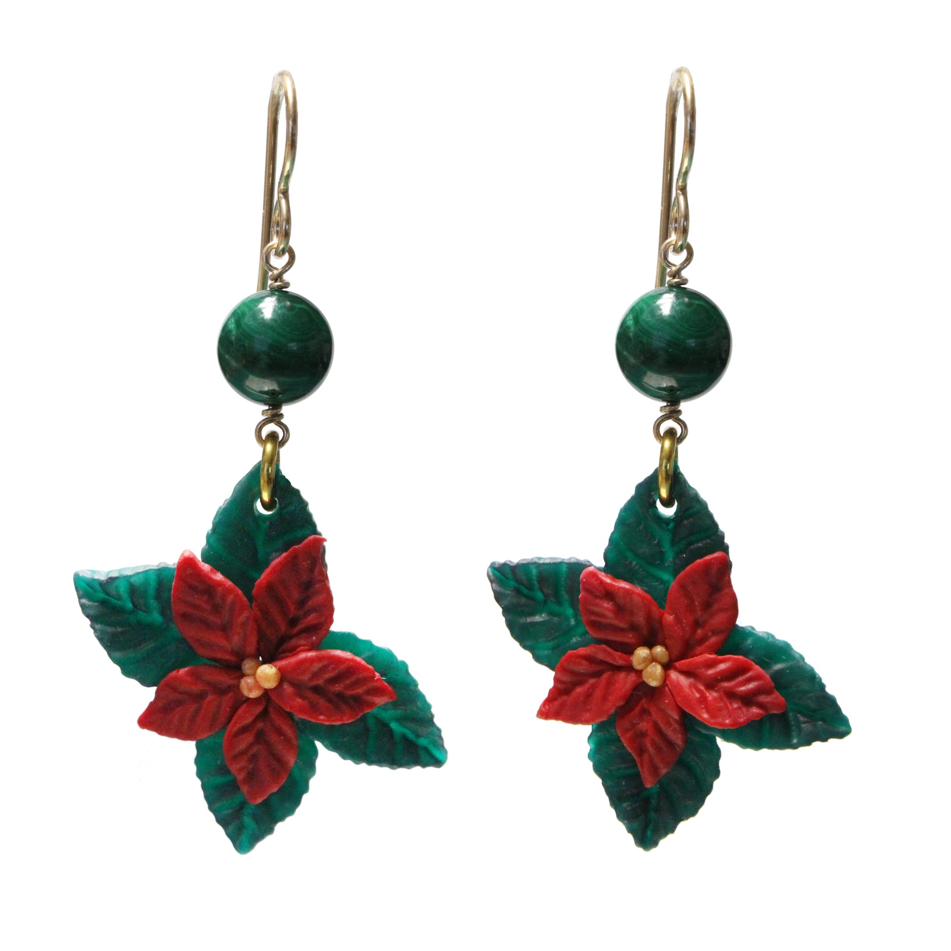 Handmade Christmas Poinsettia Earrings