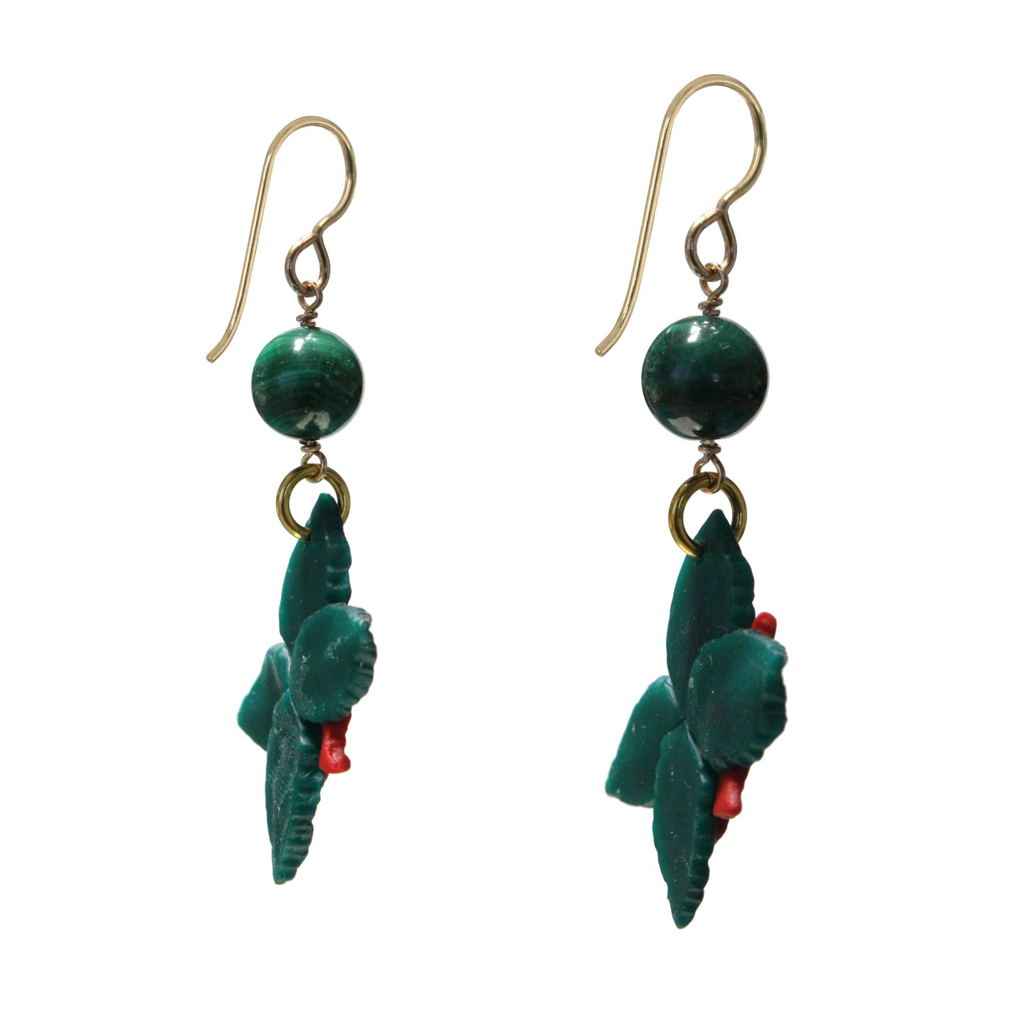 Handmade Christmas Poinsettia Earrings - reverse view