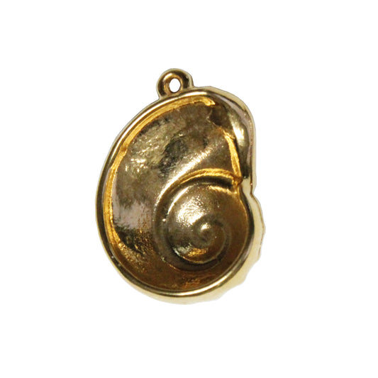 20mm Nautilus Shell Pendant / Gold 24K Plated Zamak / reverse view
