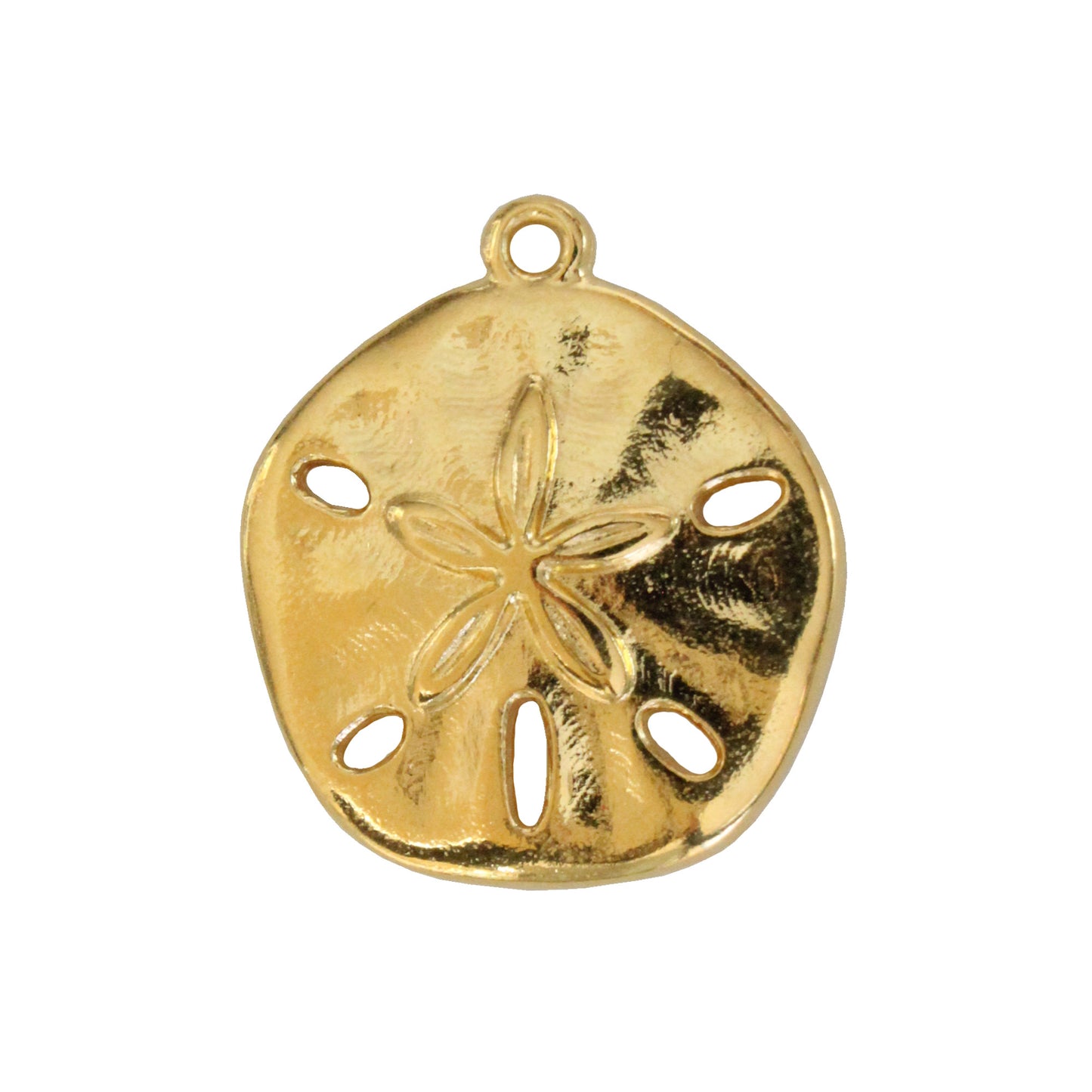 21mm Sand Dollar Charm / Gold 24K Plated Zamak / front view