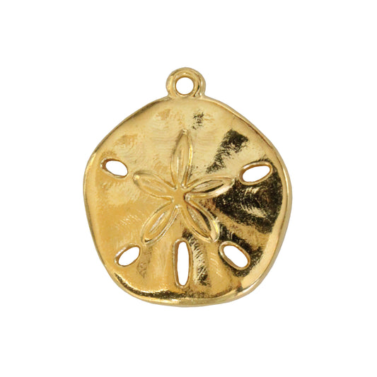 21mm Sand Dollar Charm / Gold 24K Plated Zamak / front view