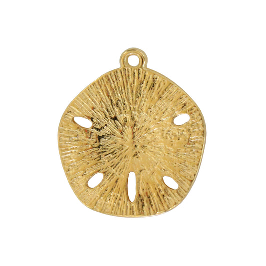 21mm Sand Dollar Charm / Gold 24K Plated Zamak / reverse view