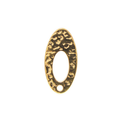 Hammertone Oval Earring Posts with hole (Pair) / Gold 24K Plated Zamak / made in EU