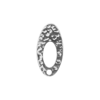 Hammertone Oval Earring Posts with hole (Pair) / Antique Silver Zamak / made in EU
