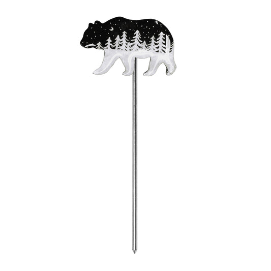 Night Forest Bear Hair Stick / black with silver colored metal rod / 135mm length