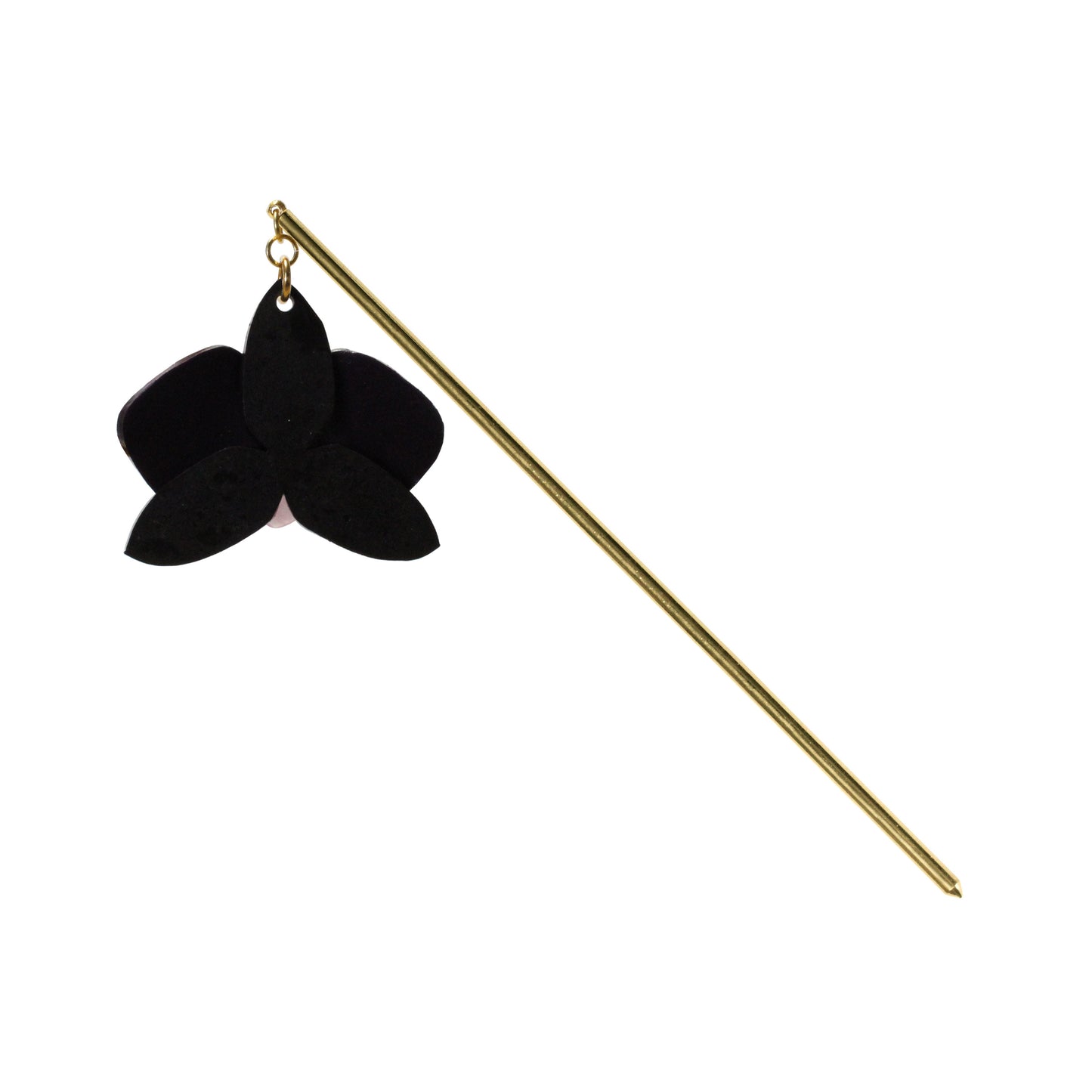 Purple Orchid Hair Stick / with gold colored metal rod