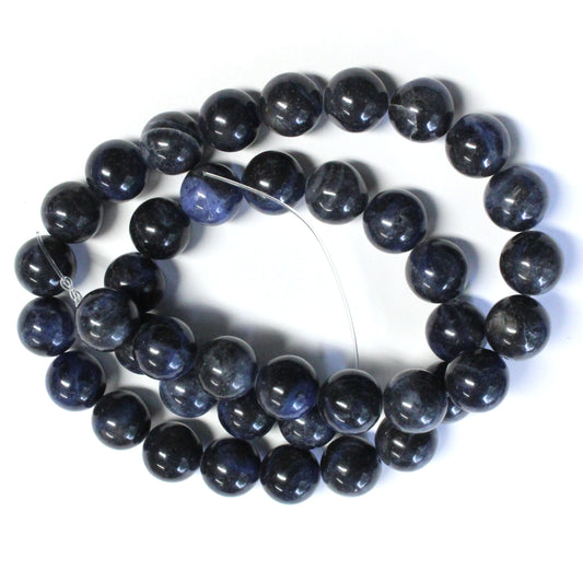 10mm Dark Sodalite / 16" Strand / natural / smooth round stone beads