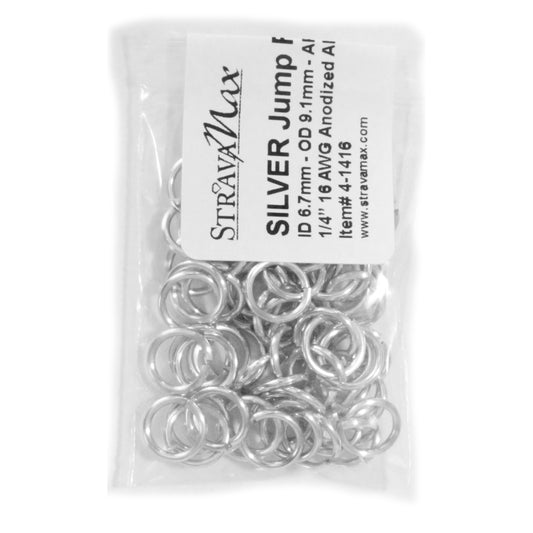 SHINY SILVER 7mm 16 GA AWG Jump Rings / 5 Gram Pack (approx 70) / sawcut round open anodized aluminum / for chainmail jewelry