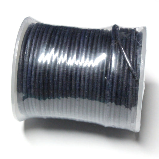 NATURAL DENIM 2mm Round Leather Cord / 25m Roll
