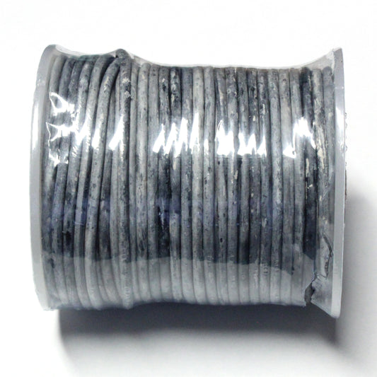 WEATHERED GREY 2mm Round Leather Cord / 25m Roll