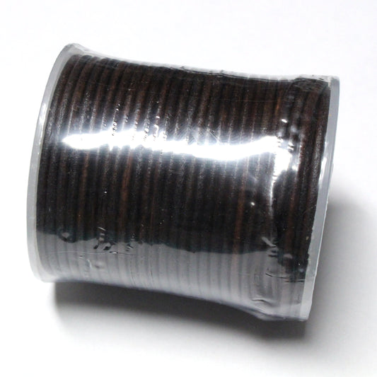 NATURAL DARK BROWN 2mm Round Leather Cord / 25m Roll