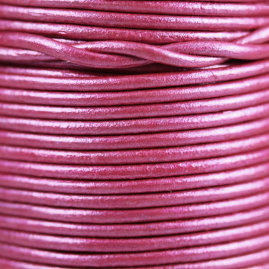 METALLIC MAGENTA 2mm Round Leather Cord