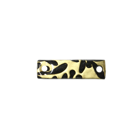 Flora Rectangle Link / gold black / handmade polymer clay / 8.5mm x 30mm