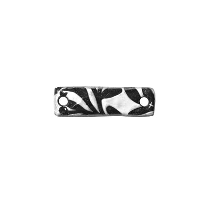 Flora Rectangle Link / silver black / handmade polymer clay / 8.5mm x 30mm