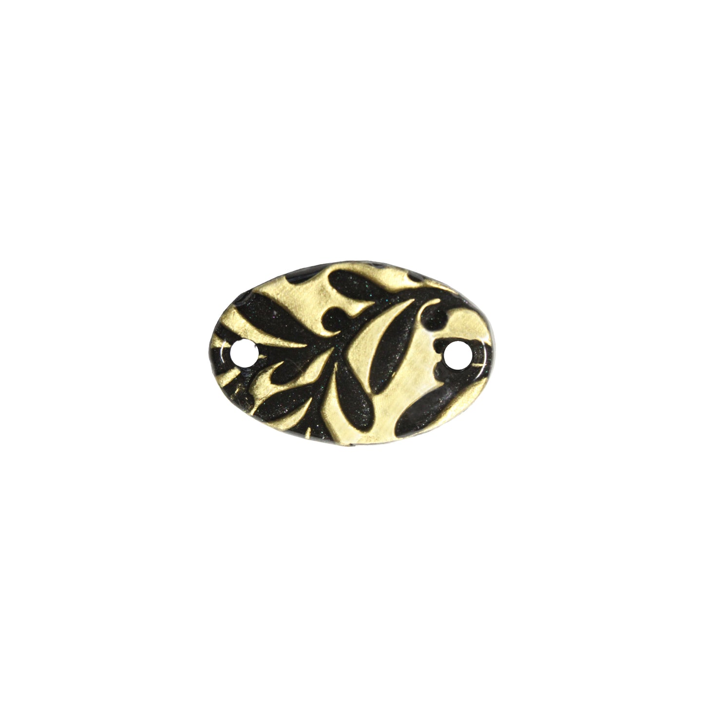 Flora Oval Link / gold black / handmade polymer clay / 17mm x 25mm