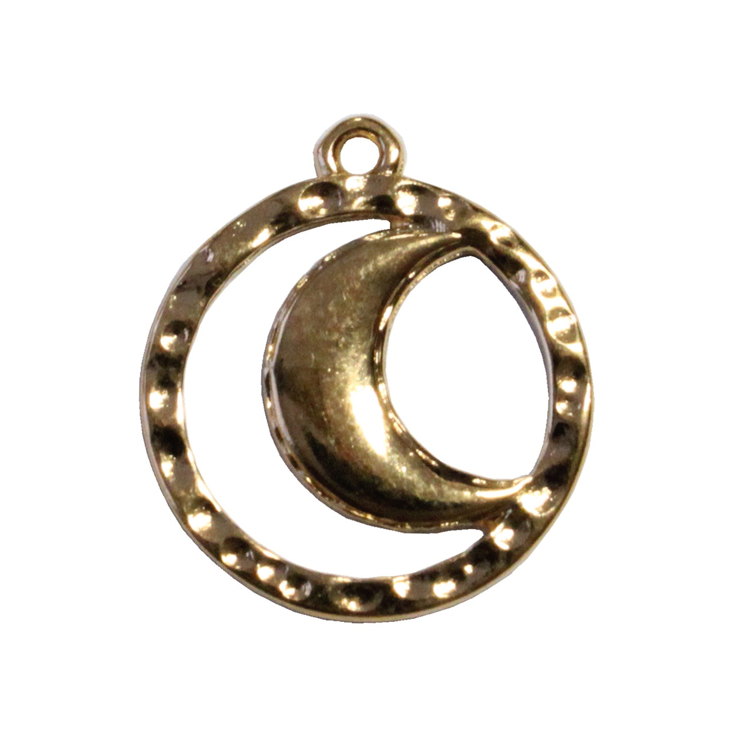 Hammertone Moon Charm / Gold 24K Plated Zamak