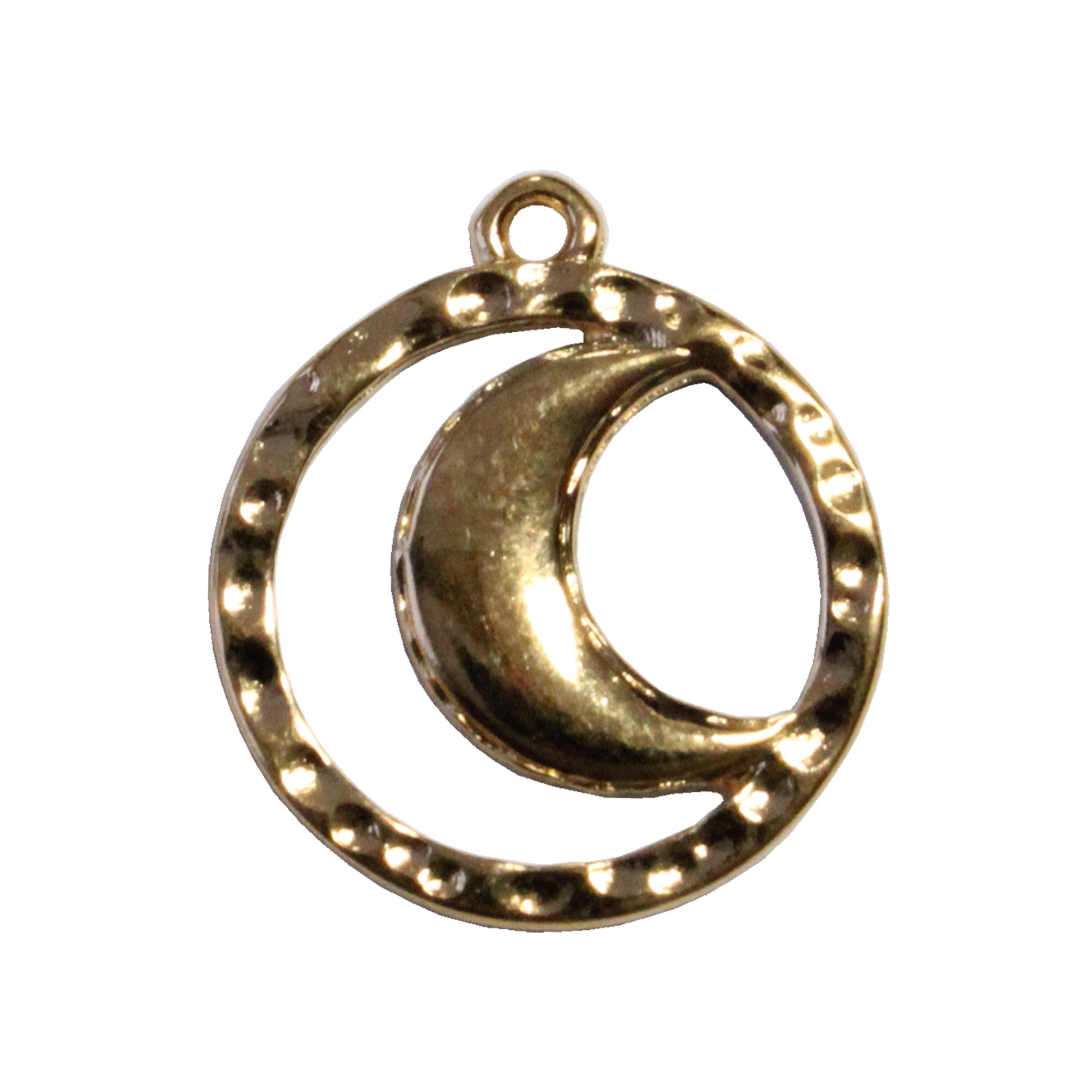 Hammertone Moon Charm / Gold 24K Plated Zamak