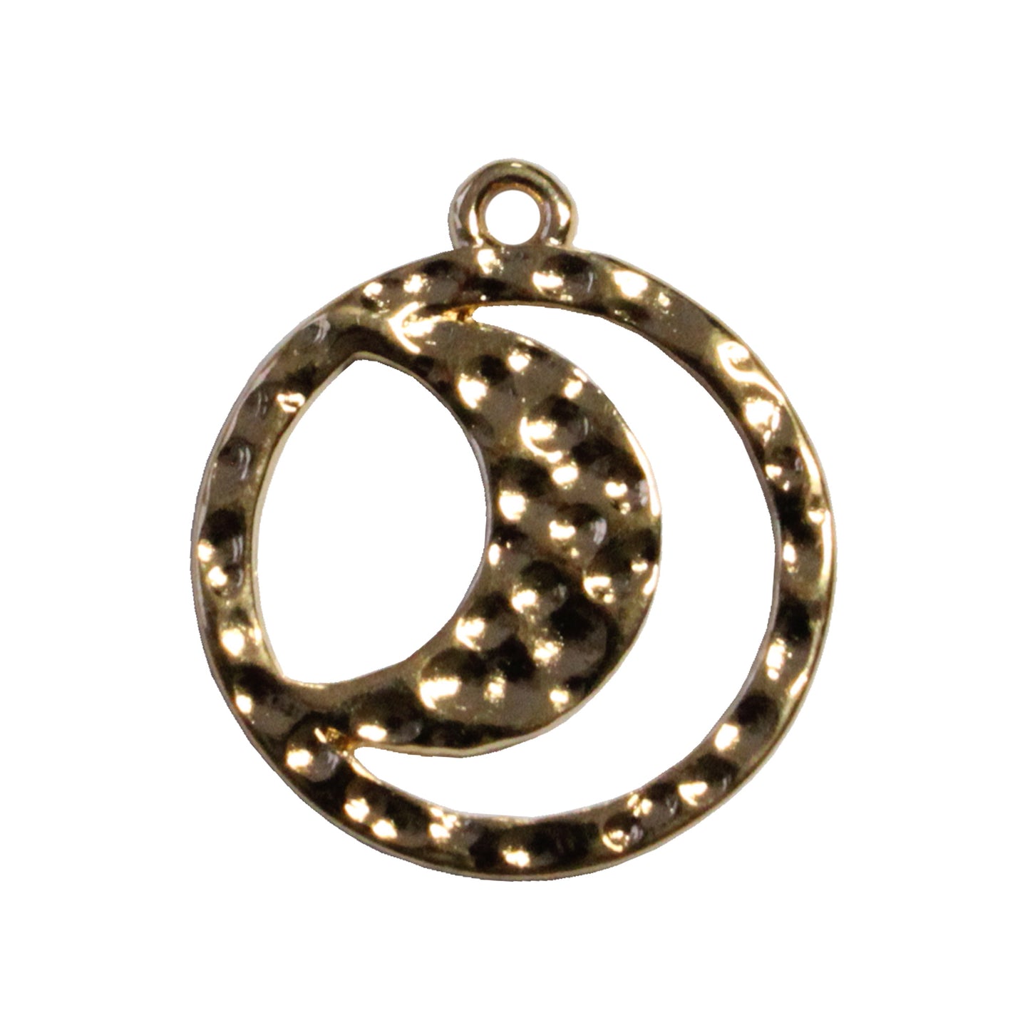 Hammertone Moon Charm / Gold 24K Plated Zamak / reverse view