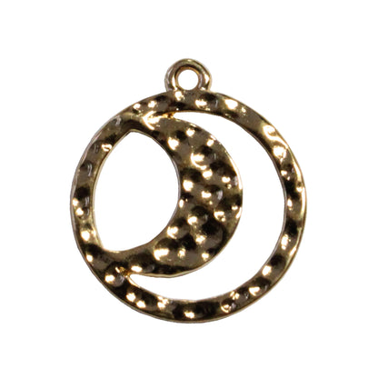 Hammertone Moon Charm / Gold 24K Plated Zamak / reverse view