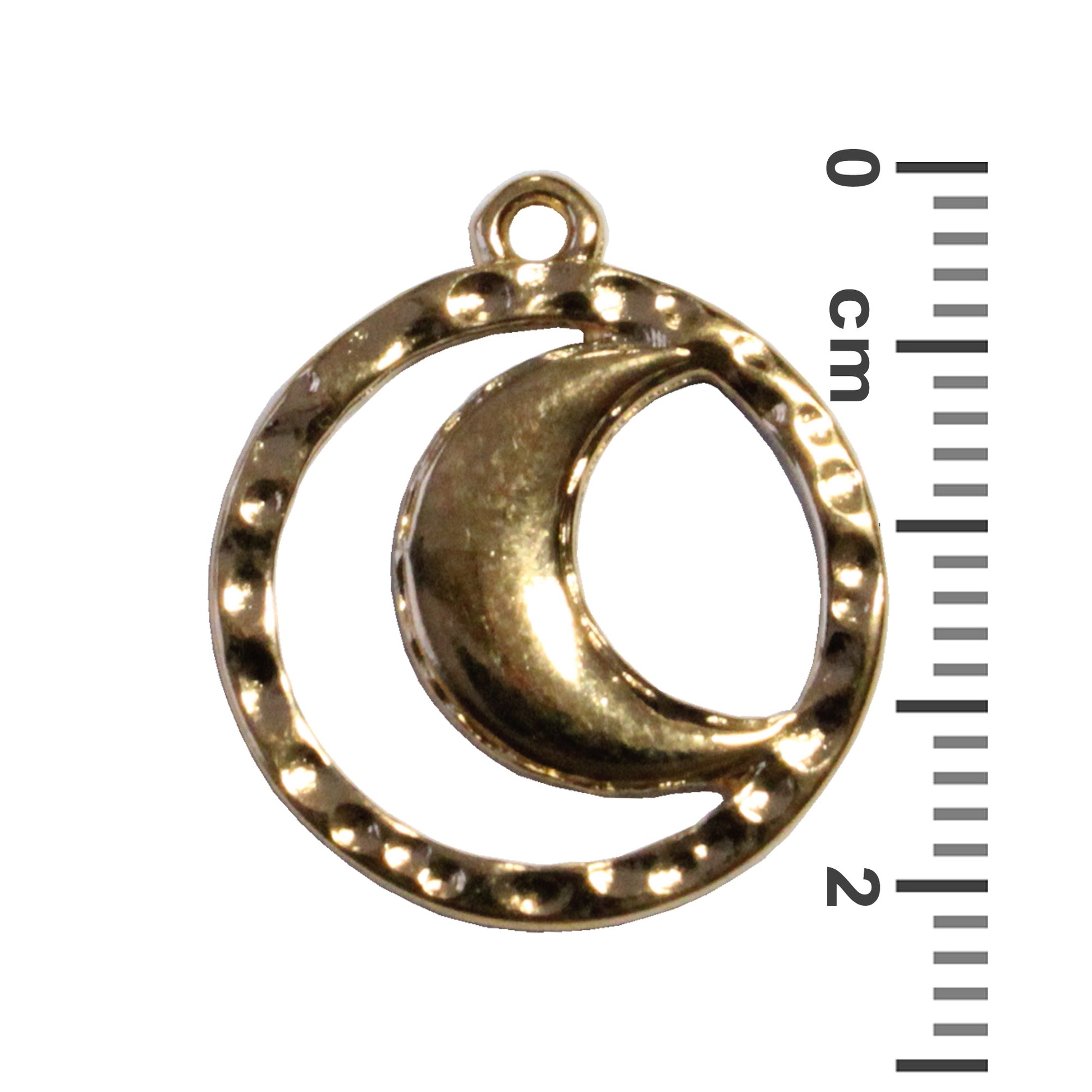 Hammertone Moon Charm / Gold 24K Plated Zamak / with ruler